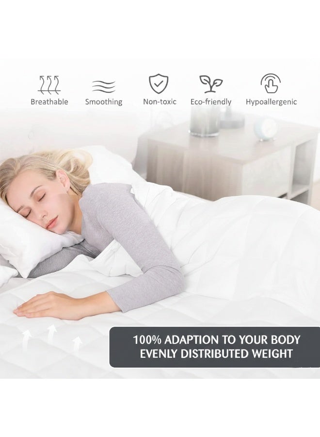 فابينني بطانية ثقيلة بوزن 9.1 كجم/20 رطلاً، مقاس فردي، للبالغين، 60 بوصة × 80 بوصة، لتخفيف القلق، علاج التوحد، الأرق، تخفيف التوتر، بطانية ضغط عميق، لون أبيض، 152 × 203 سم - Image 5