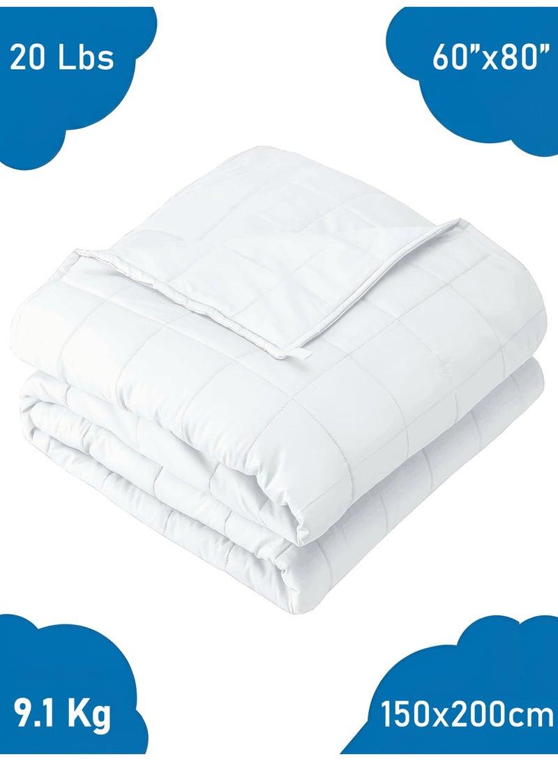 Fabienne Weighted Blanket 9.1kg/20lbs Single Size Adult Heavy Blanket 60"x80" Anxiety Relief Autism Therapy Insomnia Stress Relief Deep Pressure Gravity Blanket White 150x200cm - Image 1