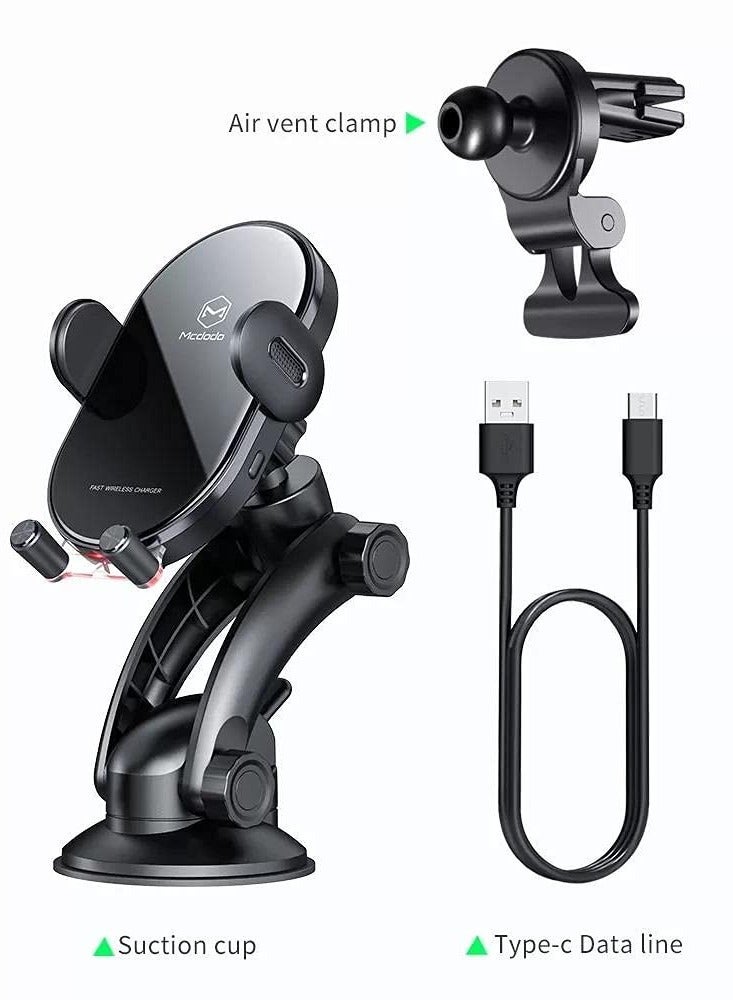 مكدودو حامل هاتف للسيارة مزود بشاحن لاسلكي بقوة 15 واط - أسود CH-7620 - Image 3