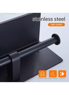 Generic Almiftah Toilet Paper Holder with Shelf - Stainless Steel Tissue Holder with Phone Storage, Wall-Mounted Bathroom Accessory (Black)  - Image 3
