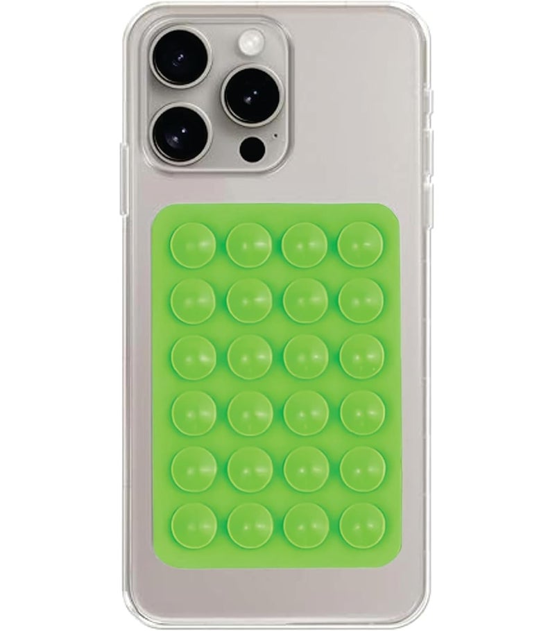 Suction Phone Case, Phone Suction Sticker, Silicone Strong Grip Holder for Hands-Free iPhone & Android Mobile, Video Phone Accessory Compatible Mirror, Shower (Light Green- Pack of 1)