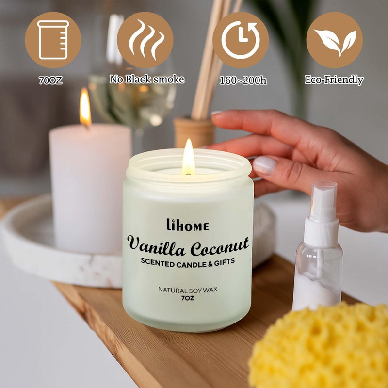 Lihome Candles Gifts for Women - Natural Soy Wax Candle for Home Scented Perfect for Christmas, Birthday, Mother's Day, Vanilla Coconut Candles - Image 4