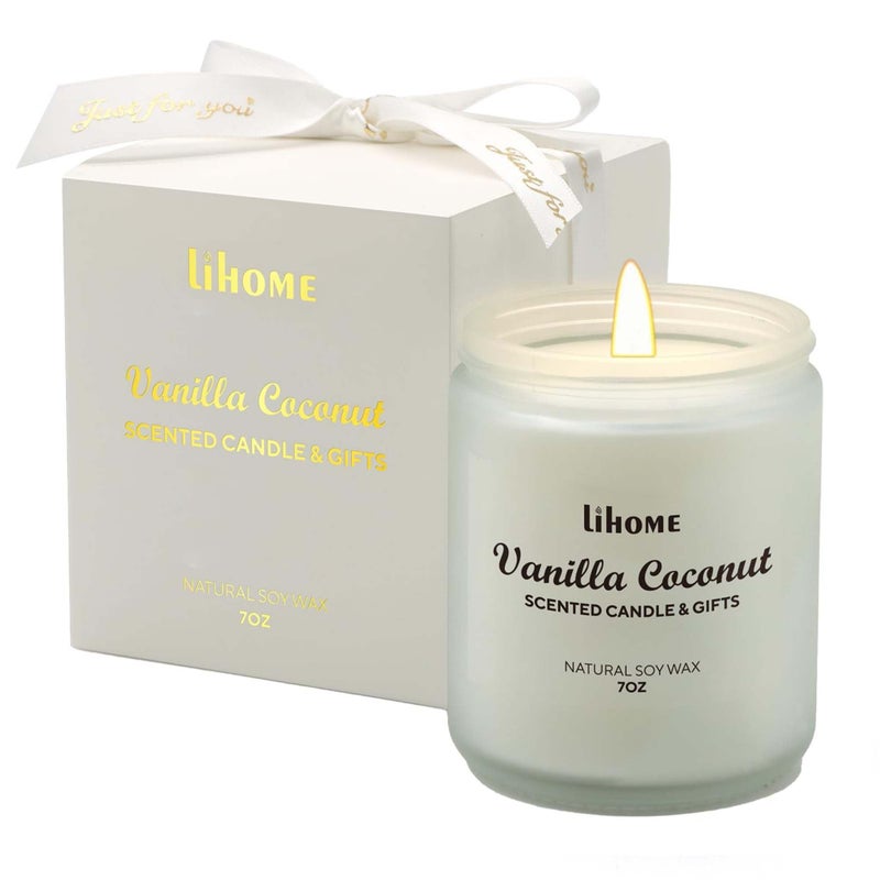 Lihome Candles Gifts for Women - Natural Soy Wax Candle for Home Scented Perfect for Christmas, Birthday, Mother's Day, Vanilla Coconut Candles - Image 1