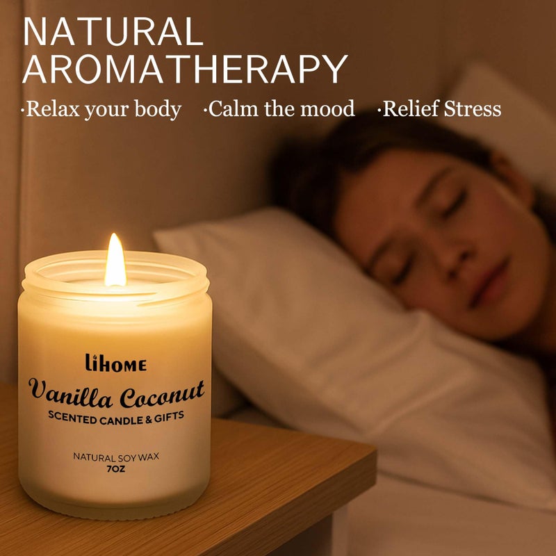 Lihome Candles Gifts for Women - Natural Soy Wax Candle for Home Scented Perfect for Christmas, Birthday, Mother's Day, Vanilla Coconut Candles - Image 5