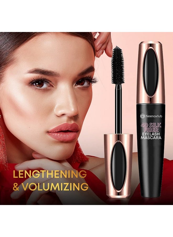 Neenoxtub - 4D Silk Fiber Lash Mascara Lengthening And Thick Long Lasting Waterproof & Smudge Proof Hypoallergenic Formula 2 Pack Black - Image 1