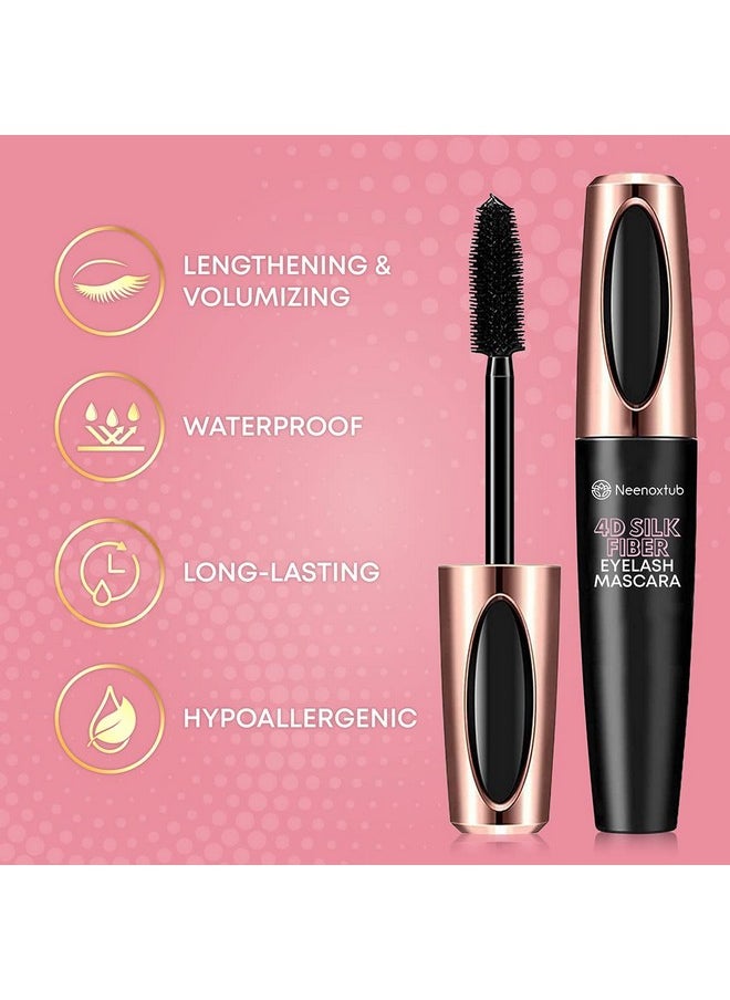 Neenoxtub - 4D Silk Fiber Lash Mascara Lengthening And Thick Long Lasting Waterproof & Smudge Proof Hypoallergenic Formula 2 Pack Black - Image 1