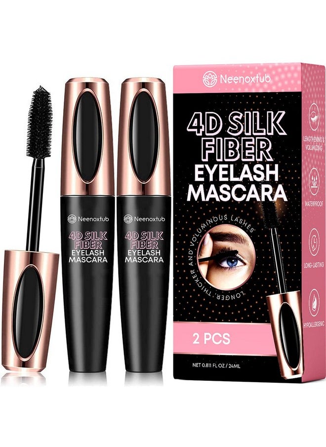 Neenoxtub - 4D Silk Fiber Lash Mascara Lengthening And Thick Long Lasting Waterproof & Smudge Proof Hypoallergenic Formula 2 Pack Black - Image 1