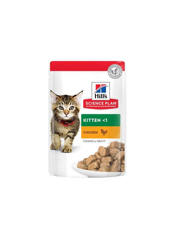 هيلز Hill’s Science Plan Tender Chunks In Gravy Kitten Chicken Wet Pouches 12x85g - Image 1