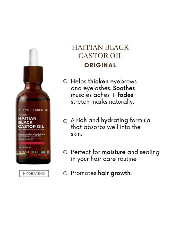 كريول إسينس كريول إيسنس 2 أونصة من زيت الخروع الأسود الهايتي الأصلي، زجاجة زجاجية لنمو الشعر، حواجب أكثر سمكًا ورموش أطول، خالية من البارابين، مكونات طبيعية - Image 3