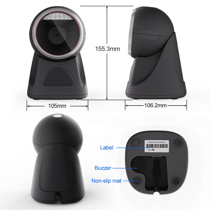 2D Barcode Scanner: Black USB Desktop Stand, Automatic Sensing CMOS Imaging, Flexible LED Red Light, Plug And Play, For Supermarket Convenience Store Cashier Mobile Payment - Image 5