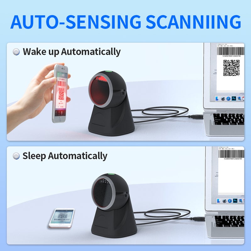2D Barcode Scanner: Black USB Desktop Stand, Automatic Sensing CMOS Imaging, Flexible LED Red Light, Plug And Play, For Supermarket Convenience Store Cashier Mobile Payment - Image 2