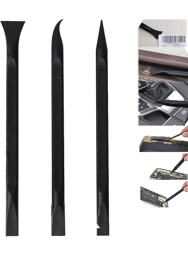 PROMASS promass 3 Pack Plastic Scraper, Sticker Scraper, Carbon Fiber Multi Purpose Scraper, Cleaning Tool Set, Easy to Clean Small and Narrow Spaces, for Kitchen, Crevices, Food, Paint  - Image 1