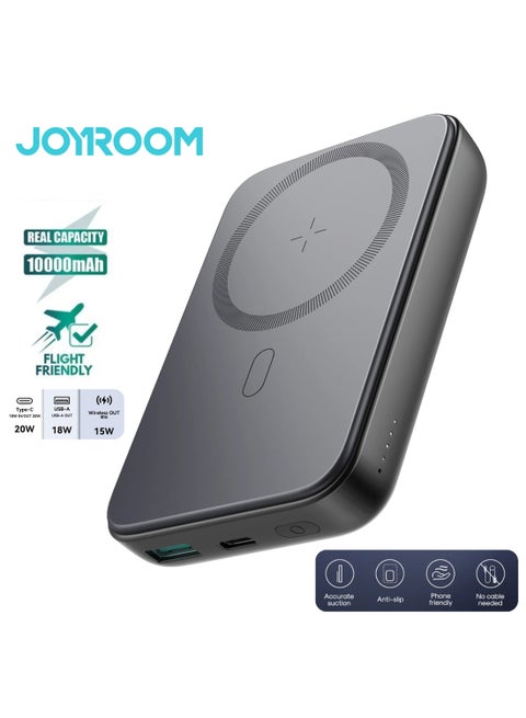 Magnetic Wireless Charging Mini Power Bank 10000 mAh Black