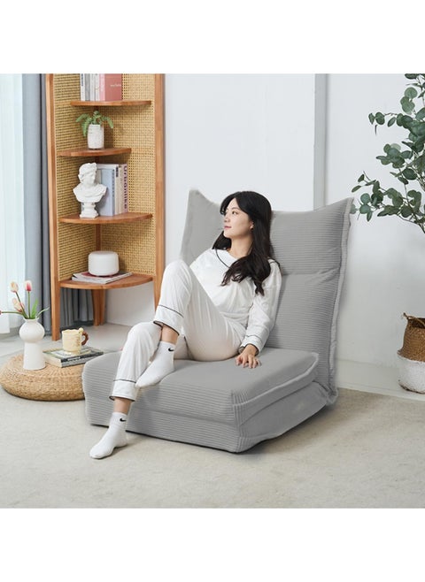 Floor Sofa with Back Support, 5 Reclining Poistion Adjustable Bed, Folding Lazy Chair, Floor Lounge Chair, Gaming Recliner Sofa for Sleeping, Gaming, Reading (Grey)