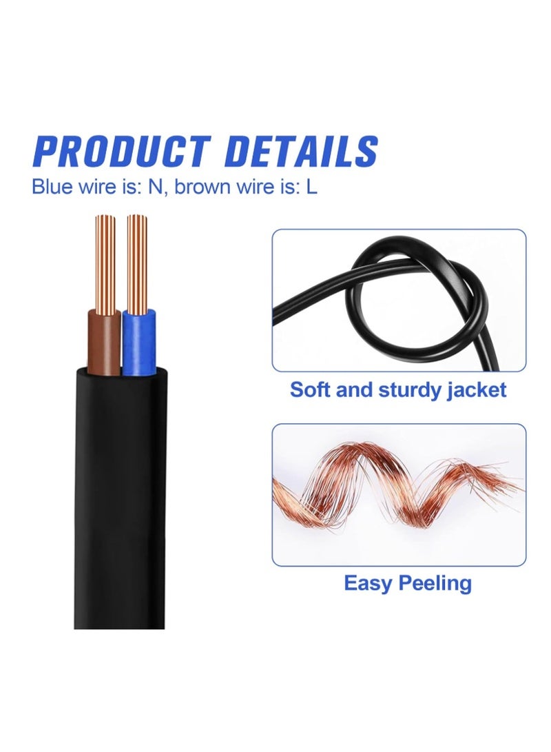 100 Yards Black Electrical Wire 2 Core Round 1.5 mm² PVC Mains Power Cable Twin Flexible Copper Cable for Extension Power Wire Home Small Electrical Wiring - Image 2
