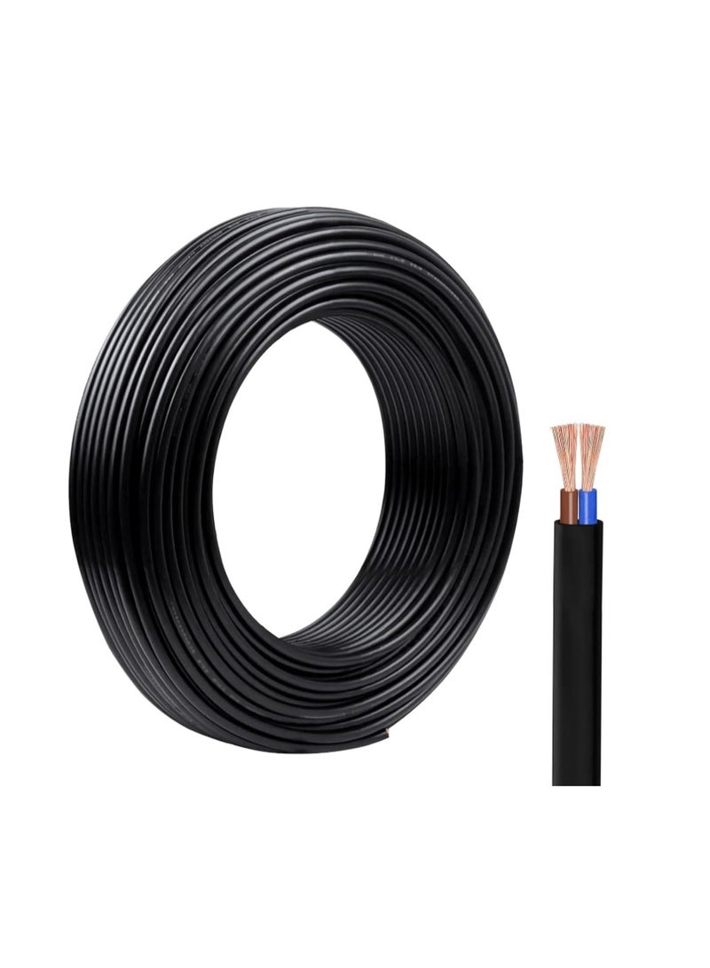 100 Yards Black Electrical Wire 2 Core Round 1.5 mm² PVC Mains Power Cable Twin Flexible Copper Cable for Extension Power Wire Home Small Electrical Wiring - Image 1
