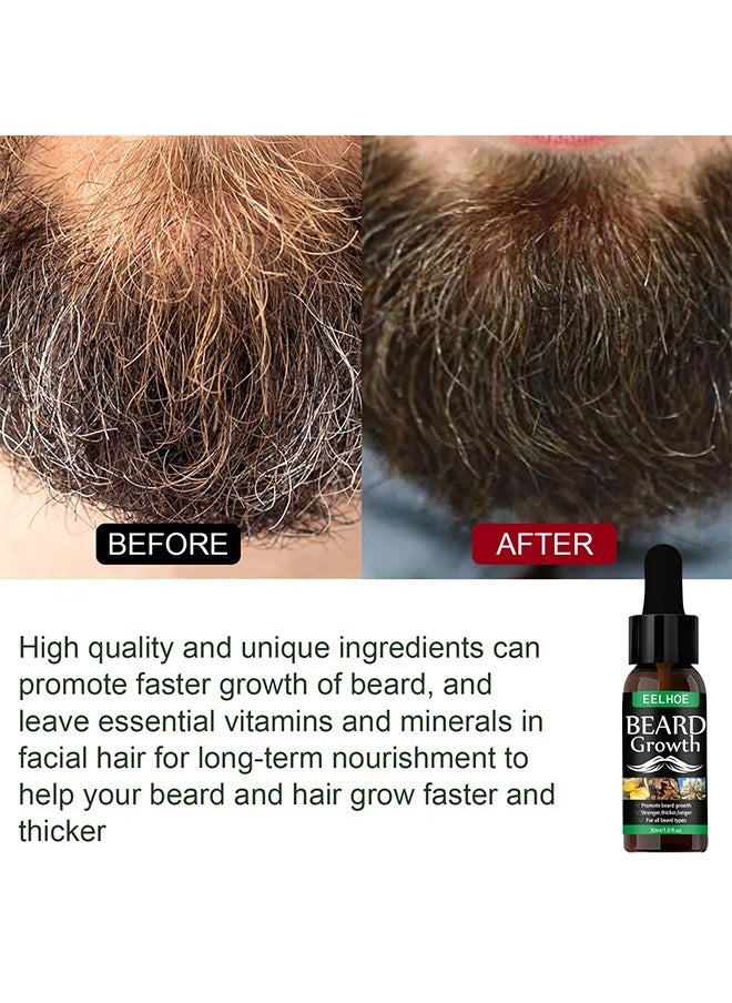 EELHOE - Beard Growth Oil, Essential Oil Anti Hair Loss Product Natural Mustache Regrowth Oil For Men Nourishing Beard Care Roller 30ml - Image 1