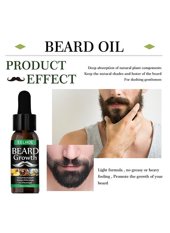 EELHOE - Beard Growth Oil, Essential Oil Anti Hair Loss Product Natural Mustache Regrowth Oil For Men Nourishing Beard Care Roller 30ml - Image 1