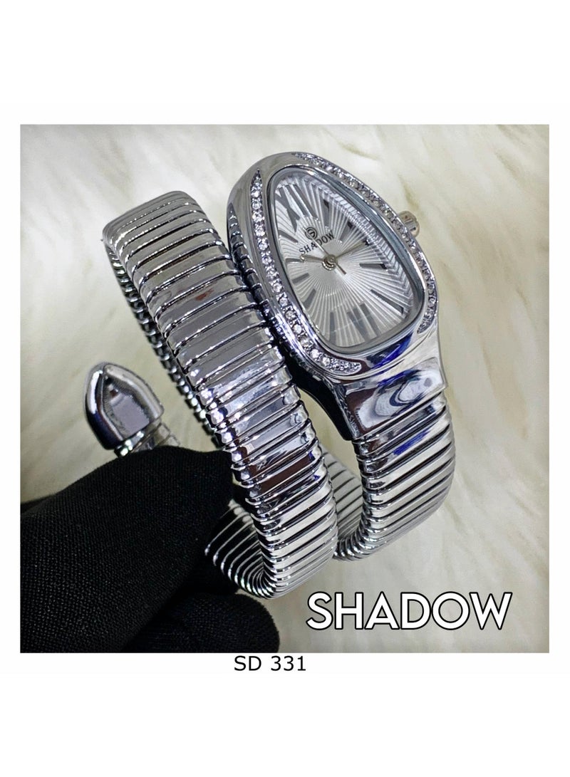 شادو ساعة شادو نسائية فاخرة إسوارة - تصميم الثعبان - مرصعة بالكريستال اللامع - Image 2