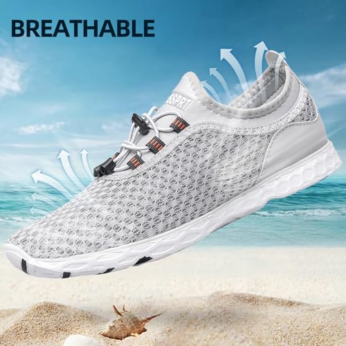 DOUSSPRT Men's Water Shoes Quick Drying Sports Aqua Shoes Grey Size 9.5 - Image 4