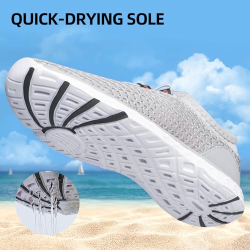 DOUSSPRT Men's Water Shoes Quick Drying Sports Aqua Shoes Grey Size 9.5 - Image 3
