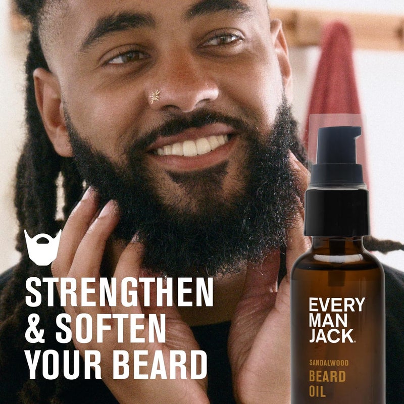 Every Man Jack Sandalwood Beard Oil - 1.0 oz (30 ml) Hydrating Formula - Image 3