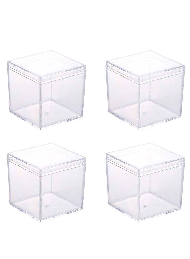 SYOSI Clear Acrylic Boxes with Lid - 4 Pack - 5.5 x 5.5 x 5.5 cm - Small Lucite Boxes for Gifts Weddings Party Favors Treats Candies & Accessories Plastic Storage Boxes  - Image 1