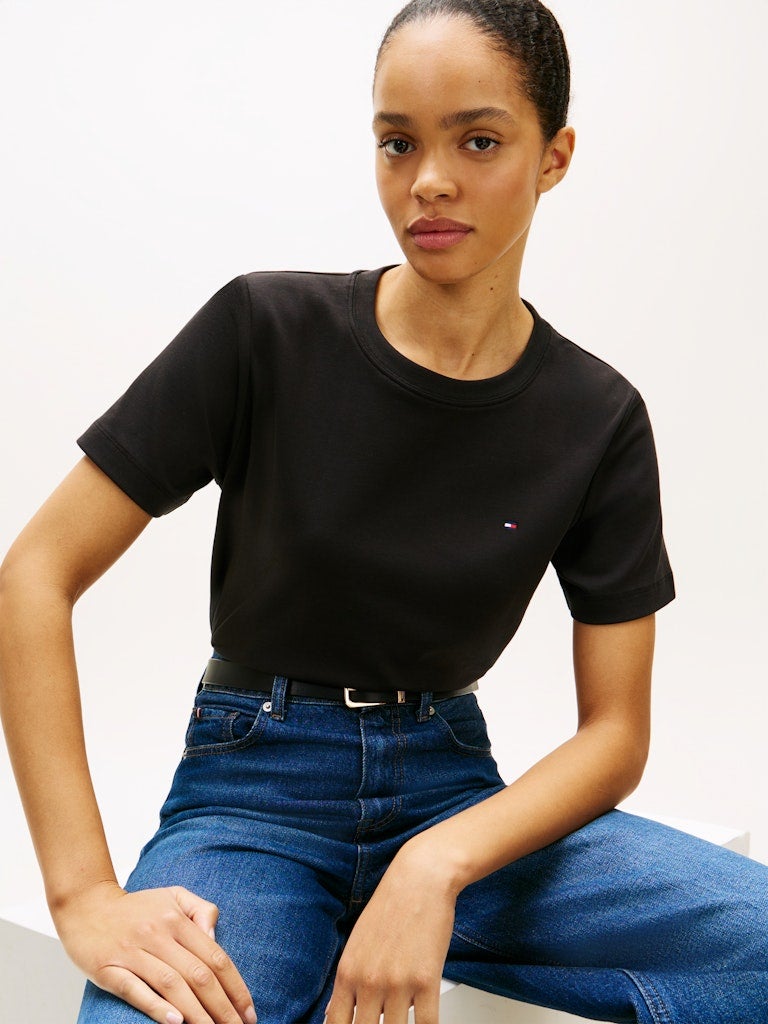 TOMMY HILFIGER Interlock Knit Boxy Crew Neck T-Shirt - Image 3
