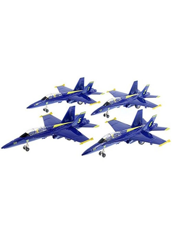 Playmaker Toys 🛦 United States Navy Blue Angels F/A-18 Super Hornet Fighter Jet 9inch Die Cast Model w/ Pullback Action #1, #2, #3, #4, #5, and #6 Set - Image 1