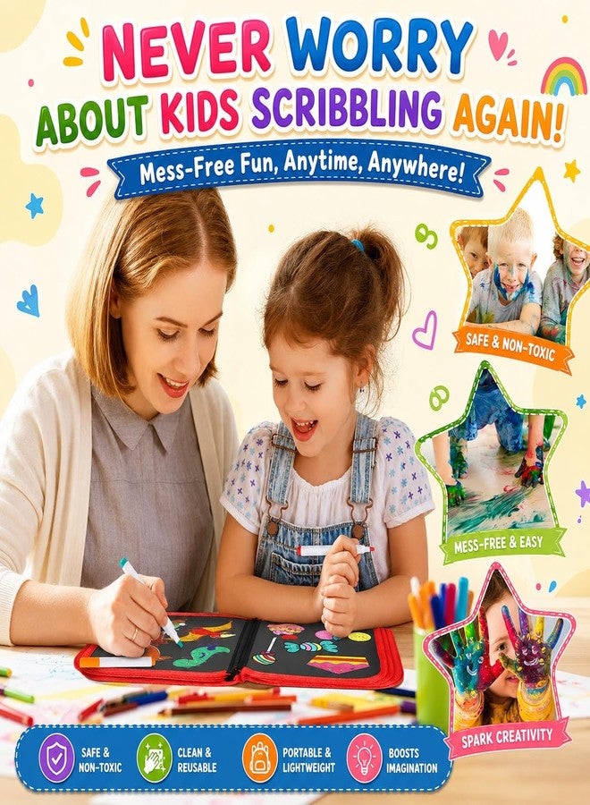 Kaidaa Reusable Toddlers & Preschoolers Activity Book for (3–8 Yrs Kids) | Reusable Drawing & Writing Book | 14 Pages | 12 Washable Markers + 2 Wet Wipes - Image 4