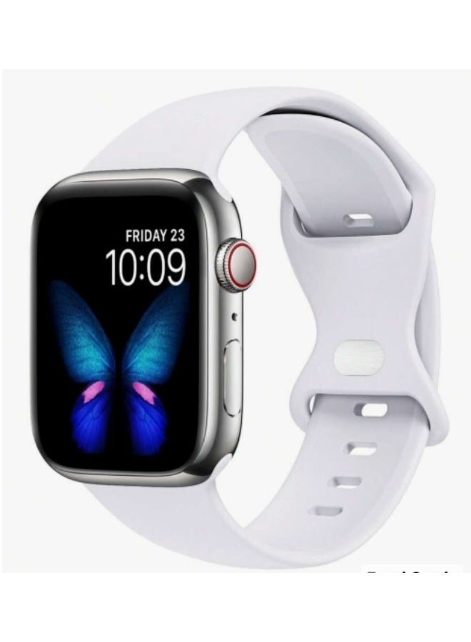 Sport Silicone Band Compatible With Apple Watch Band 42mm 44mm 45mm 46mm 49 mm - white - Image 4