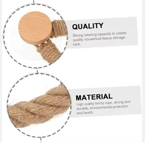 CHIBRO Toilet Roll Hanger for Bathroom | Wall Mounted Bamboo & Rope Tissue Holder | Eco-Friendly Rustic Roll Dispenser | Natural Look Toilet Paper Holder for Home Decor (Thick Rope) - Image 3