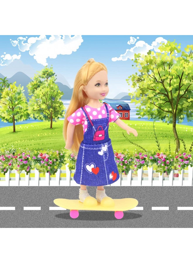 ZITA ELEMENT 16 Pcs 5.3 Inch - 6 Inch Girl Doll Clothes and Accessories - 3 Dresses, 3 Swimsuits, 2 Shoes, 5 Outfits Hangers, 1 Skateboard, 1 Glasses and 1 Toy Dog - Image 5
