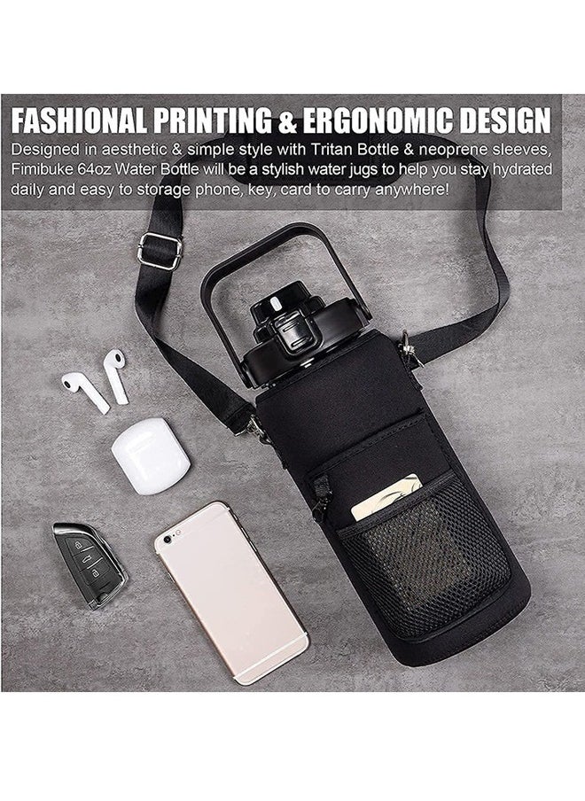 TLAXCA - Water Bottle Carrier Bag Holder with Adjustable Shoulder Hand Strap 2 Pocket Sling Neoprene Sleeve,64 oz Crossbody Sports Water Bottle Pouch Accessories for Walking Hiking - Image 1
