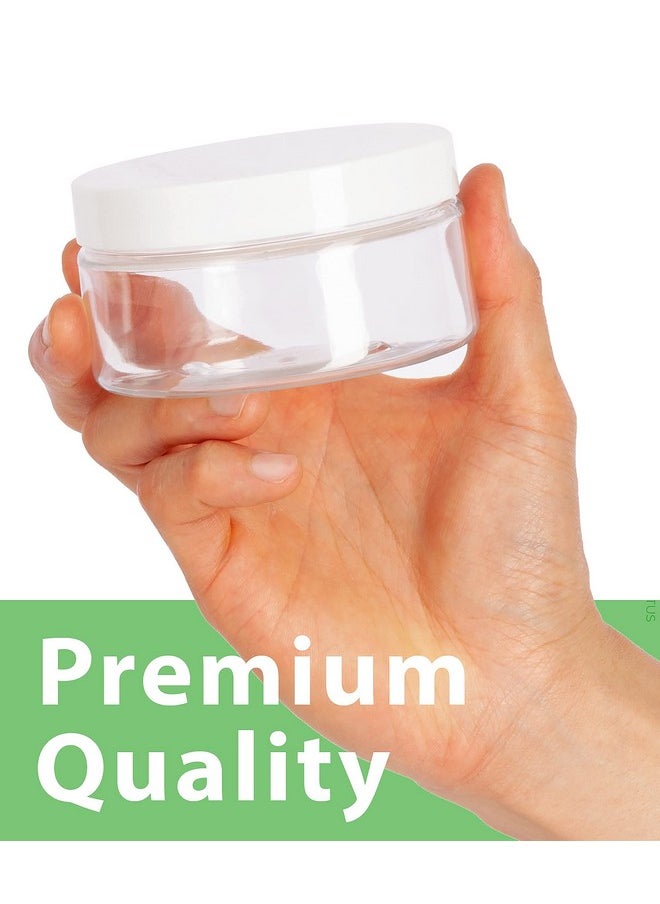 JUVITUS 8 Oz Clear Pet Plastic Low Profile Jar With White Smooth Lids (6 Pack) I Bpa Free Large Refillable Empty Storage Containers  - Image 4