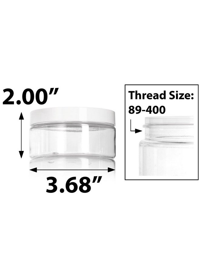 JUVITUS 8 Oz Clear Pet Plastic Low Profile Jar With White Smooth Lids (6 Pack) I Bpa Free Large Refillable Empty Storage Containers  - Image 2