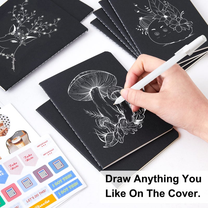 feela 170 Pack Blank Kraft Notebooks, Unlined Sketchbook Mini Cute Note Pad for Drawing Writing, Journal Bulk For Kids Students Office School Supplies, A6, 48 Pages, 4.25â€ X 5.5â€, Black - Image 3