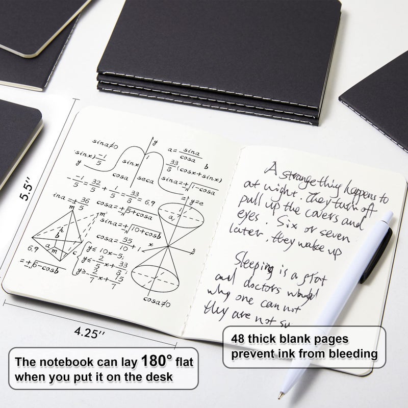 feela 170 Pack Blank Kraft Notebooks, Unlined Sketchbook Mini Cute Note Pad for Drawing Writing, Journal Bulk For Kids Students Office School Supplies, A6, 48 Pages, 4.25â€ X 5.5â€, Black - Image 2
