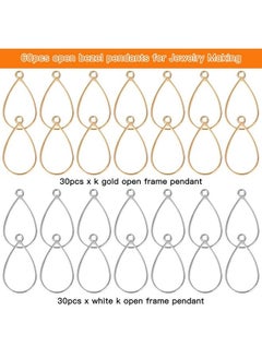 Oubaka 60Pcs Open Bezels For Resinopen Frame Pendant Teardrop Hollow Frame Pendants Open Back Frame Pendant For Pressed Flowerearringsbraceletdiy Crafts(K Goldwhite K)  - Image 3