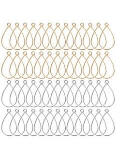 Oubaka 60Pcs Open Bezels For Resinopen Frame Pendant Teardrop Hollow Frame Pendants Open Back Frame Pendant For Pressed Flowerearringsbraceletdiy Crafts(K Goldwhite K)  - Image 2