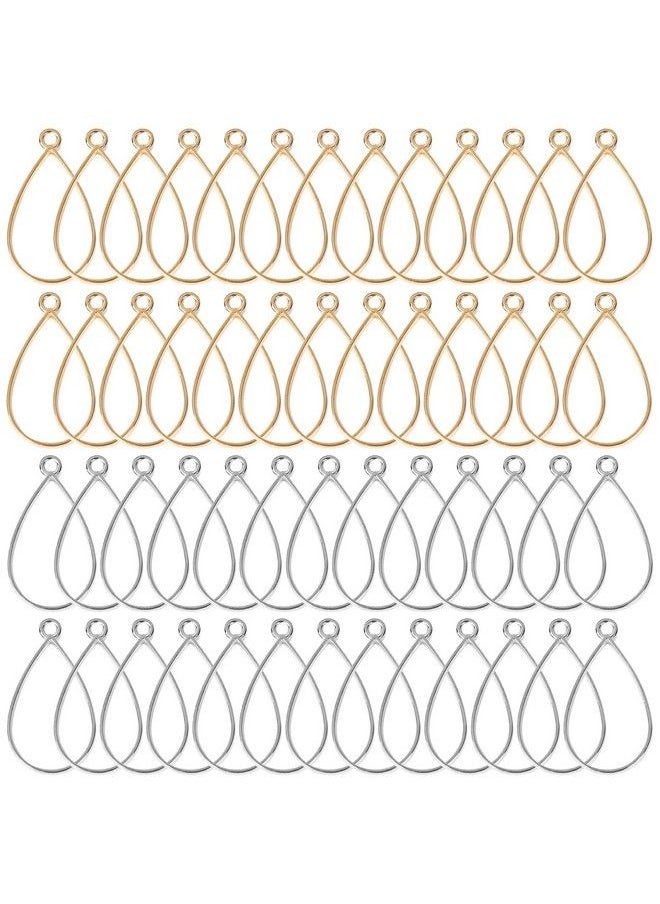 Oubaka - 60Pcs Open Bezels For Resinopen Frame Pendant Teardrop Hollow Frame Pendants Open Back Frame Pendant For Pressed Flowerearringsbraceletdiy Crafts(K Goldwhite K) - Image 1