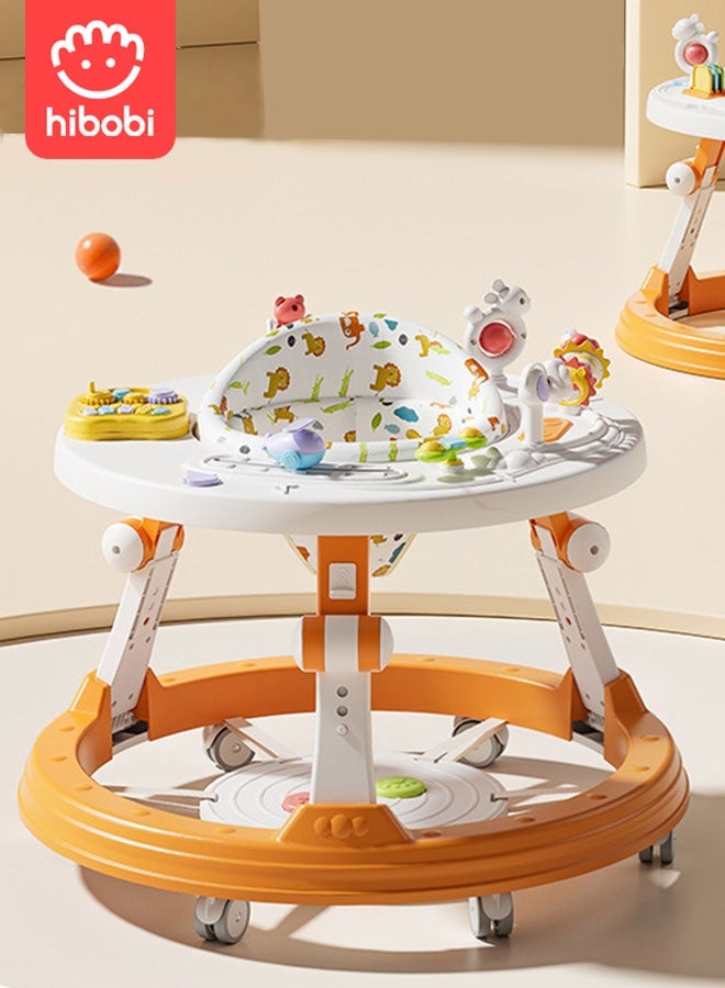 hibobi Multifunctional 3-in-1 Baby Walker with Music Toys, Foldable & Anti-Rollover, Height Adjustable, Activity Table & Seat Mode, 6–36 Months - Image 1