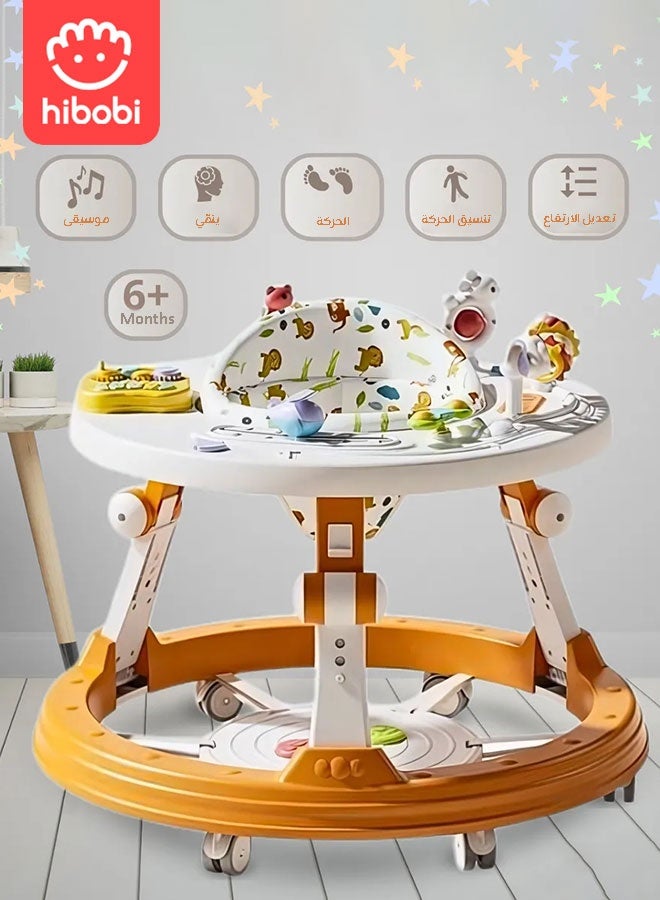 hibobi Multifunctional 3-in-1 Baby Walker with Music Toys, Foldable & Anti-Rollover, Height Adjustable, Activity Table & Seat Mode, 6–36 Months - Image 2