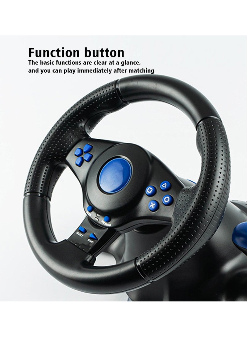 Racing Steering Wheel And Pedals, 7 In 1 180 Degrees Rotation PC Racing Wheel,Programable Dual Vibration USB Powered Racing Simulator Wheel, Enhances Your Racing Experience Compatible with Xbox one/  - Image 3