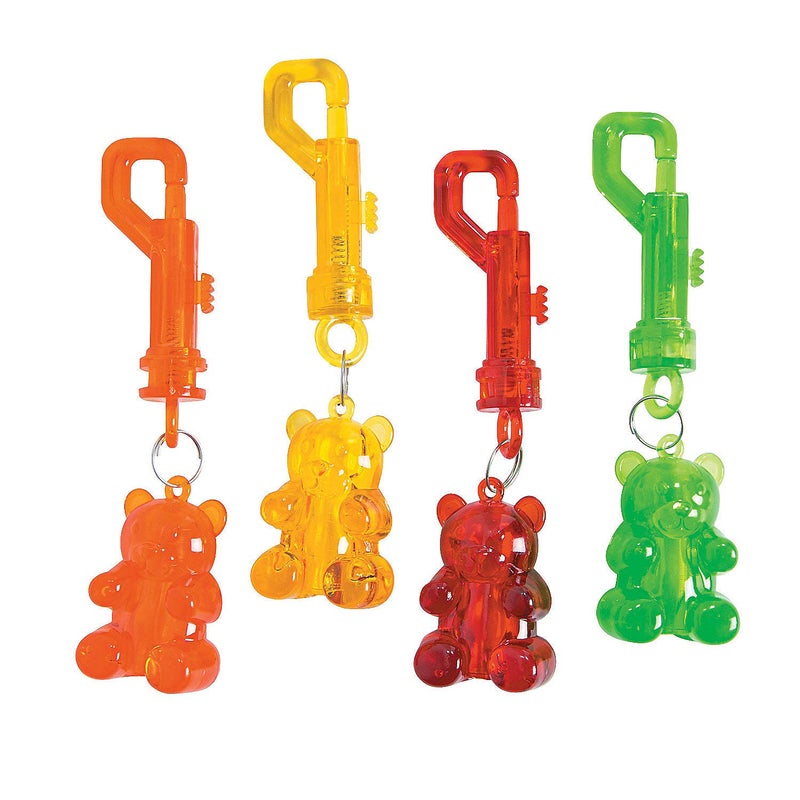 Fun Express Gummy Bear Shaped Key Chain Clips - Set of 12 - Party Favor and Apparel Accessories Multi - Image 1