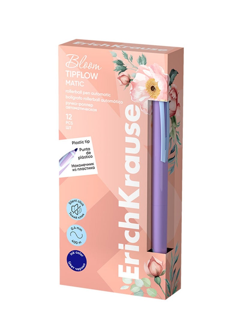 ErichKrause 12-Piece Bloom Tipflow Matic Retractable Rollerball Pen Blue Ink - Image 3
