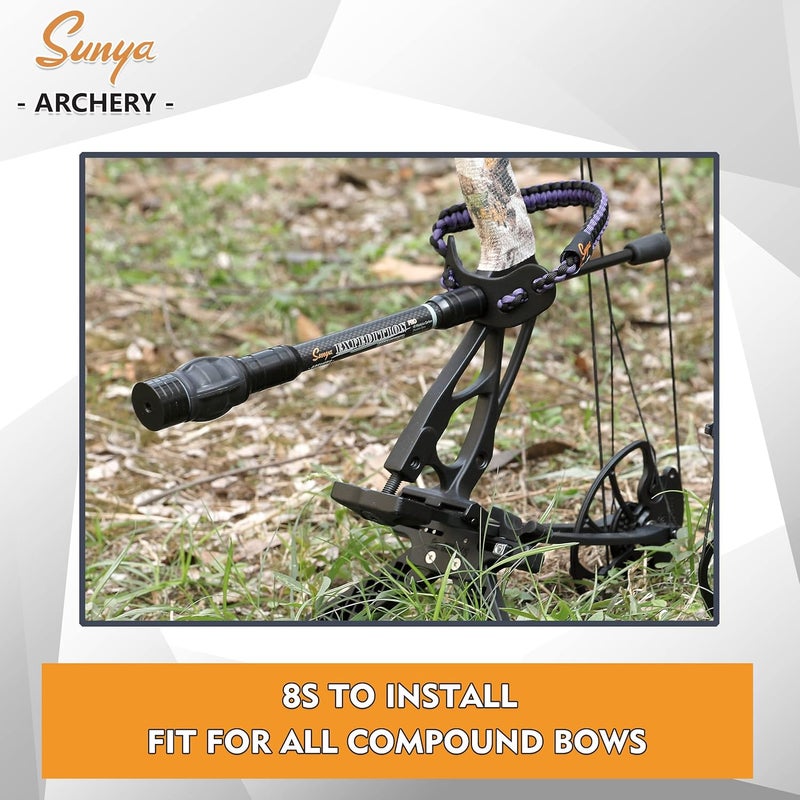 Sunya Archery Bow Stabilizer for Compound Bow, Carbon Fiber Body Flexible Core, Damping System and Weights Kit, 8",10",12" 15" in Expedition Series - Image 2