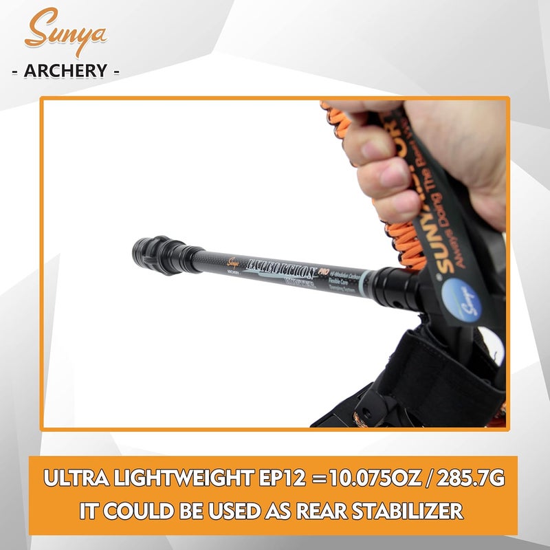 Sunya Archery Bow Stabilizer for Compound Bow, Carbon Fiber Body Flexible Core, Damping System and Weights Kit, 8",10",12" 15" in Expedition Series - Image 4