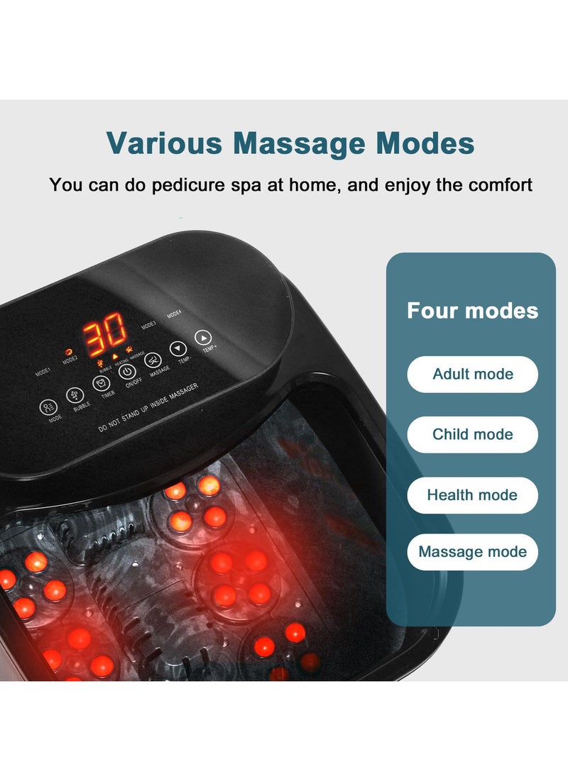 Foot Spa Bath Massager with Heat, and Bubbles - Electric Foot Soaking Basin with Motorized Shiatsu Massage Rollers, Adjustable Time & Temperature - Image 4