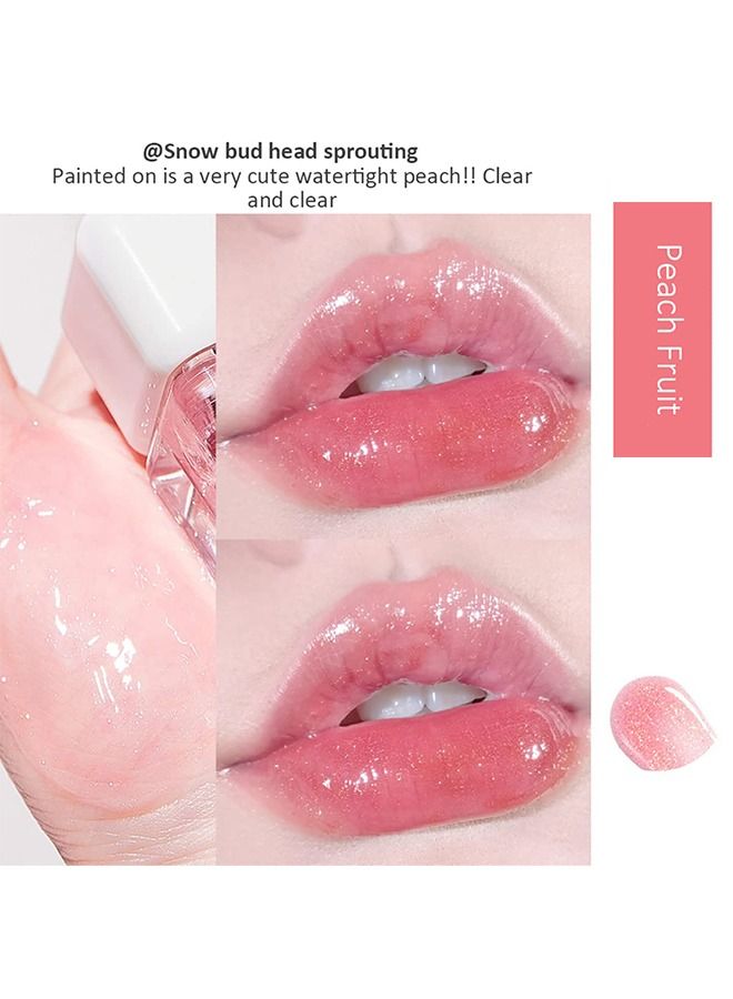 Cappuvini Fruit Pearlescent Plumping Lip Oil, Lip Care Pearl & Shimmer Mini Lip Gloss, Lip Care Hydrating Lip Gloss Tinted Lip Balm, Long Lasting & Nourishing Lip Glow Oil, Non-sticky Fresh Texture (Peach) - Image 2